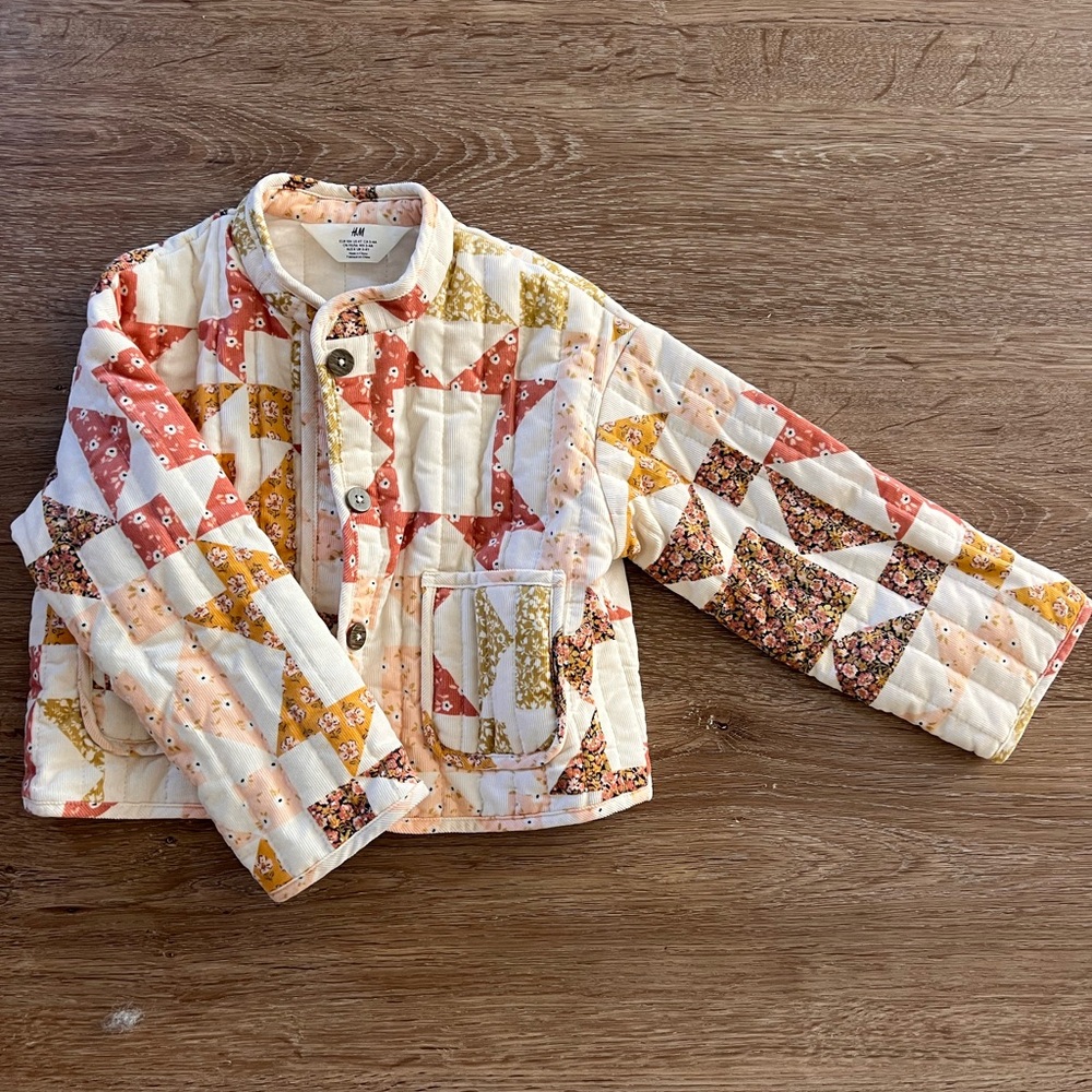 H&M Quilted Patchwork Jacket - Cream, Pink & Yellow